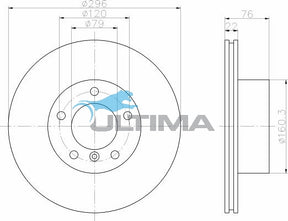 Brake Disc Rotor Front Fits 523i, 525i, 528i, 535i, E39 AAP986 - Ultima