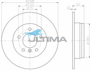 Brake Disc Rotor Rear Fits BMW E39 520i, 523i, 525td 96-03 AAP987 - Ultima
