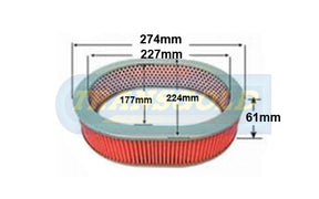 Air Filter Nissan Bluebird '85-86/Cabstar '82-87 AF0349 - Transgold | Universal Auto Spares