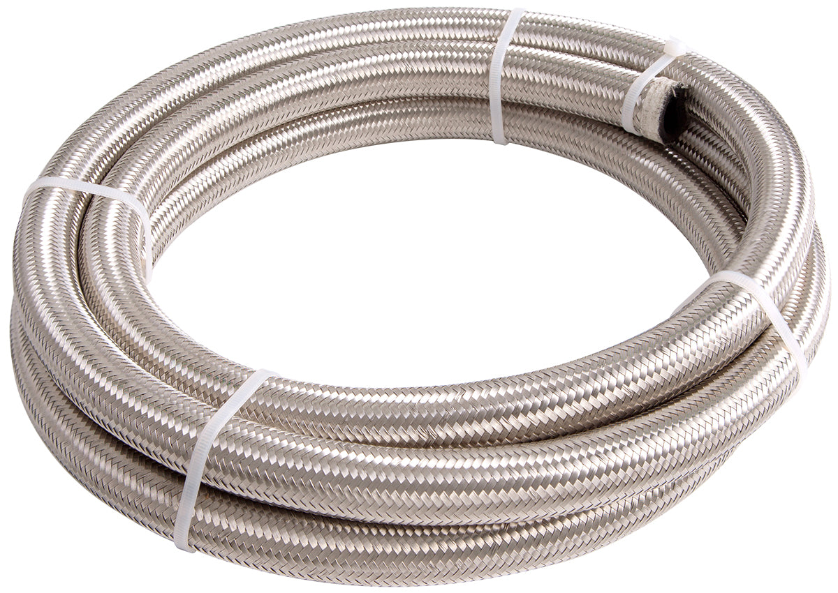 SS Braided Hose -5AN 6 Metre Silver S/S 6.4mm ID 13.1mm OD AF100-05-6M - Aeroflow