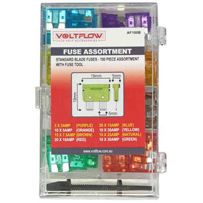 Standard Blade Fuse Assortment 100 Piece With Fuse Tool - VoltFlow