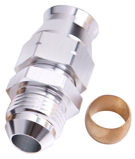 3/8" Hard Line To -6AN Male Adapter Silver W/ Olive AF108-06S - Aeroflow