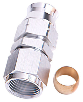 1/4" Hard Line To -4AN Female Adapter Silver W/ Olive AF109-04S - Aeroflow