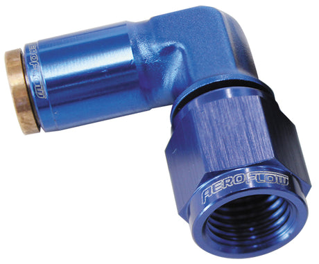 -4AN Female 90 Degree To 1/4" 120 Series Blue Nylon Fitting AF123-04-04 - Aeroflow