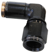 -4AN Female 90 Degree To 1/4" 120 Series Black Nylon Fitting AF123-04-04BLK - Aeroflow