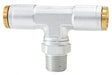 1/8" NPT Tee To 2 x 1/4" 120 Series Nylon Silver Fitting AF124-04-02S - Aeroflow