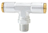1/8" NPT Tee To 2 x 1/4" 120 Series Nylon Silver Fitting AF124-04-02S - Aeroflow