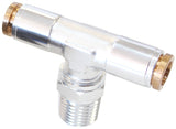 1/4" NPT Tee To 2 x 1/4" 120 Series Nylon Silver Fitting AF124-04S - Aeroflow
