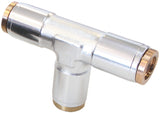 1/4" Tee 120 Series Nylon Silver Fitting AF125-04S - Aeroflow