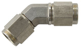 S/S 45 Deg Female Flare -4AN Stainless Steel Swivel Union AF132-04SS - Aeroflow
