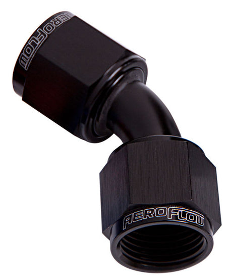 45 Deg Female Flare -10AN Black Swivel Union AF132-10BLK - Aeroflow