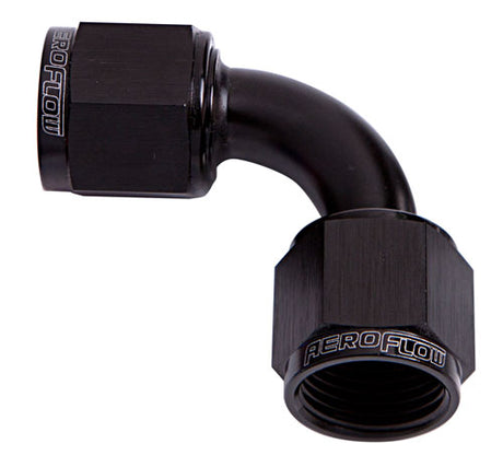 90 Deg Female Flare -16AN Black Swivel Union AF133-16BLK - Aeroflow