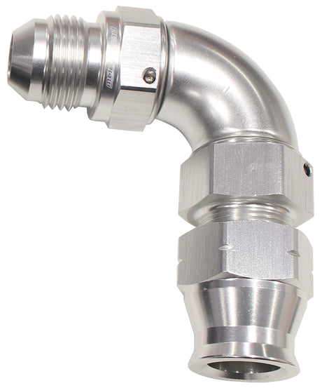 3/8" Tube 90 Deg Male -6AN Silver Swivel Nut With Olive AF137-06S - Aeroflow