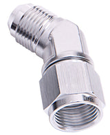 45 Deg Female - Male -6AN Silver Swivel Nut AF142-06S - Aeroflow