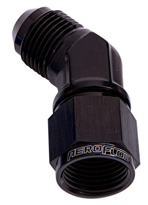 45 Deg Female - Male -16AN Black Swivel Nut AF142-16BLK - Aeroflow