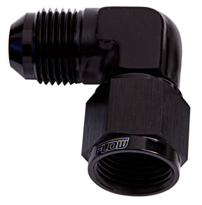90 Deg Female - Male -3AN Black Swivel Nut AF143-03BLK - Aeroflow