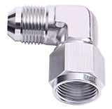 90 Deg Female - Male -3AN Silver Swivel Nut AF143-03S - Aeroflow
