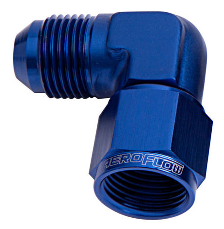 90 Deg Female - Male -8AN Blue Swivel Nut AF143-08 - Aeroflow