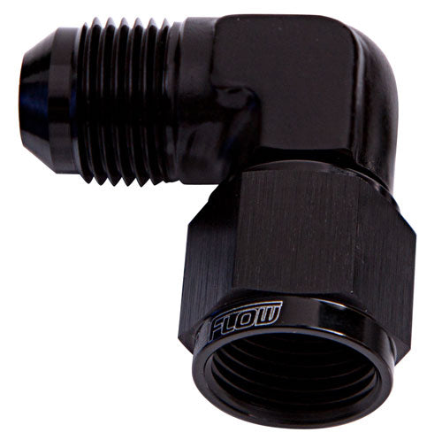 90 Deg Female - Male -12AN Black Swivel Nut AF143-12BLK - Aeroflow