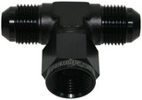 AN Tee -4AN Female Nut Black Swivel Nut On Side AF144-04BLK - Aeroflow
