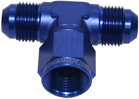 AN Tee -8AN Female Nut Blue Swivel Nut On Side AF144-08 - Aeroflow