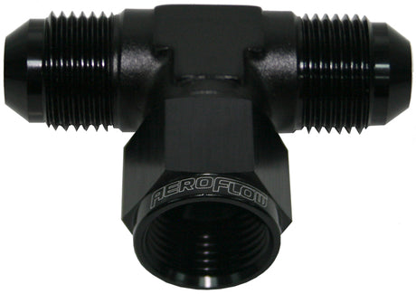 AN Tee -8AN Female Nut Black Swivel Nut On Side AF144-08BLK - Aeroflow