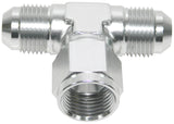 AN Tee -8AN Female Nut Silver Swivel Nut On Side AF144-08S - Aeroflow
