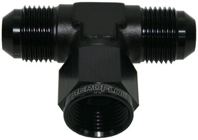 AN Tee -16AN Female Nut Black Swivel Nut On Side AF144-16BLK - Aeroflow