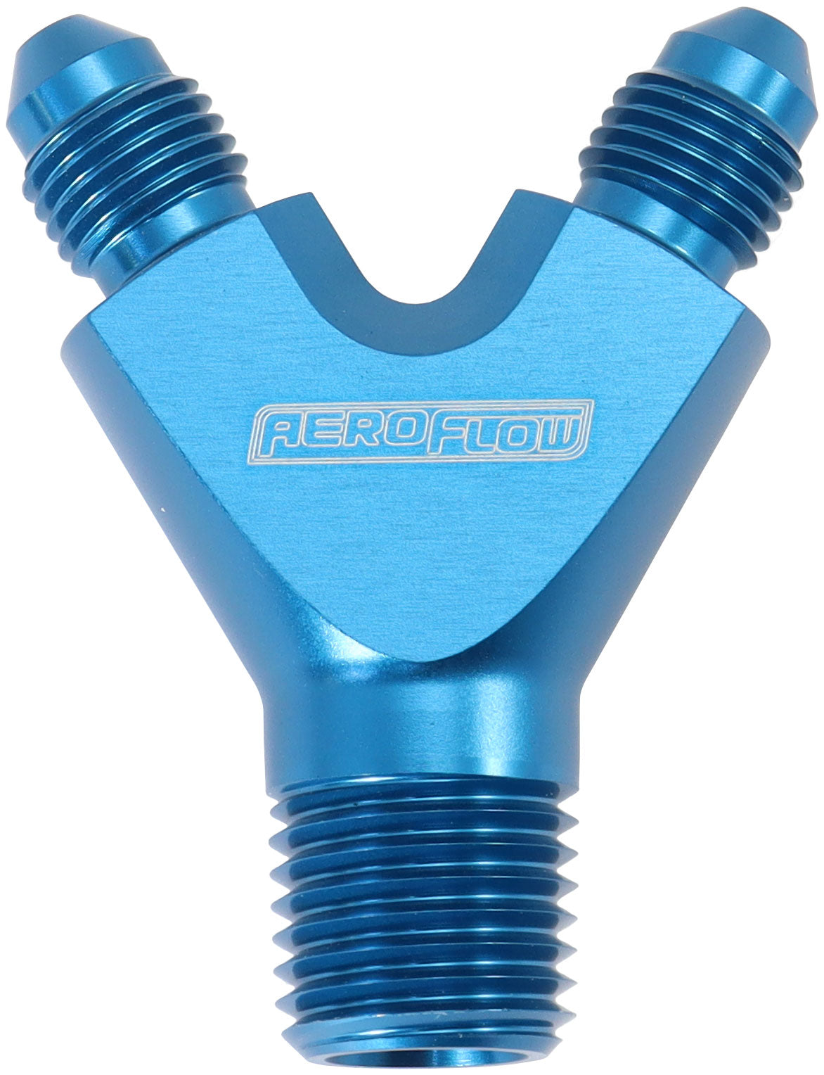 1/4" NPT Y Block To 2 x -3AN Male Fittings Nitrous Nos Blue AF147-04-03 - Aeroflow