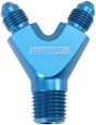1/4" NPT Y Block To 2 x -3AN Male Fittings Nitrous Nos Blue AF147-04-03 - Aeroflow