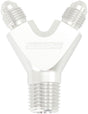 1/4" NPT Y Block To 2 x -3AN Male Fittings Nitrous Nos Silv AF147-04-03S - Aeroflow