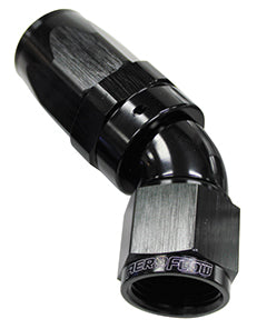 45 Deg Hose End -10AN Black Full Flow Taper Style AF152-10BLK - Aeroflow