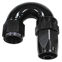 180 Deg Hose End -08AN Black Full Flow Taper Style AF159-08BLK - Aeroflow
