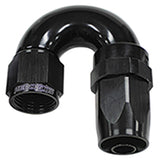 180 Deg Hose End -10AN Black Full Flow Taper Style AF159-10BLK - Aeroflow