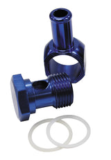 Edelbrock Carb Inlet Banjo Blue 5/8-20 To Male 3/8 Barb AF164-06 - Aeroflow