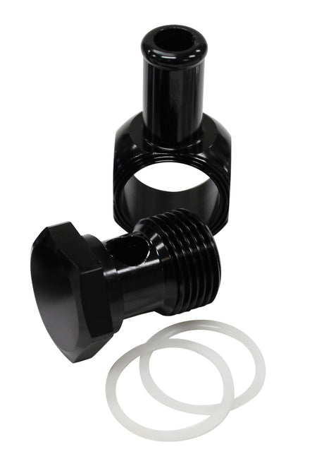 Edelbrock Carb Inlet Banjo Black 5/8-20 To Male 3/8 Barb AF164-06BLK - Aeroflow