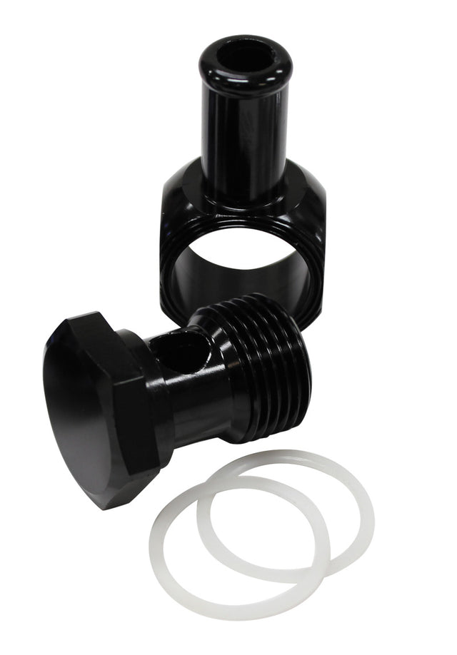 Edelbrock Carb Inlet Banjo Black 5/8-20 To Male 3/8 Barb AF164-06BLK - Aeroflow