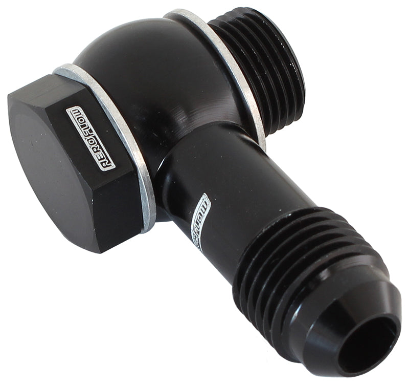 Holley Fitech 9/16"-24 To -6 Inlet Fitting Kit Black AF167-06BLK - Aeroflow