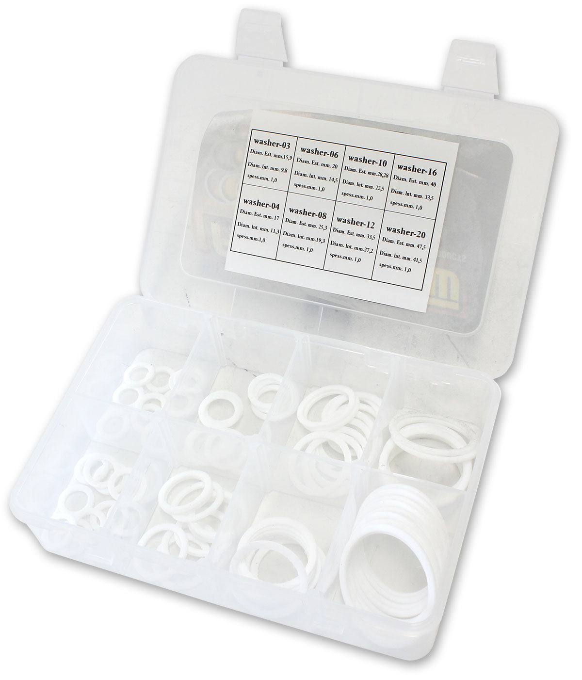 Teflon Wash Pk -3AN To -20AN 10 Of Each In Plastic Case AF176-KIT - Aeroflow