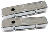 Steel Valve Covers, SBC Tall Chrome With Logo AF1821-5000 - Aeroflow