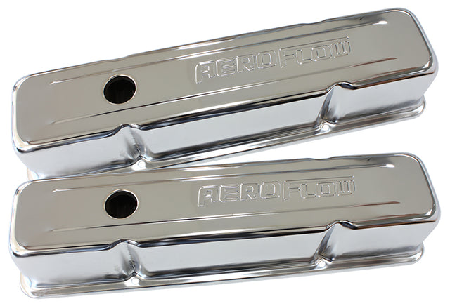 Steel Valve Covers, SBC Tall Chrome With Logo AF1821-5000 - Aeroflow