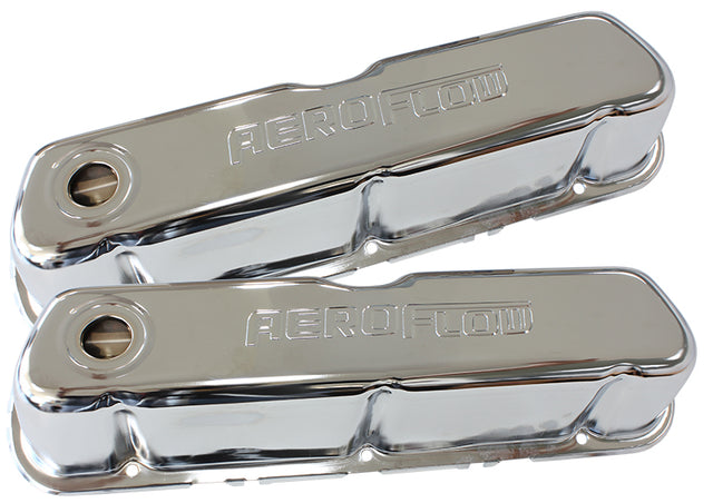 Steel Valve Covers, SBF Chrome With Logo AF1821-5002 - Aeroflow