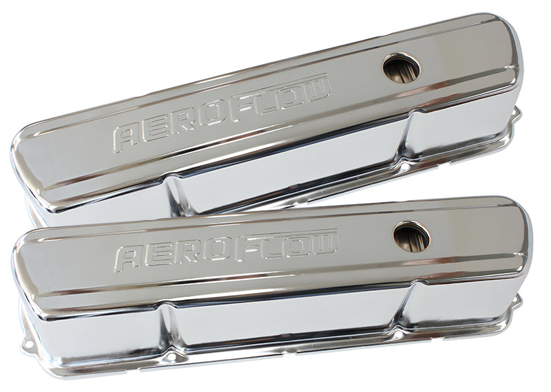 Steel Valve Covers, 253 308 Tall Chrome With Logo AF1821-5004 - Aeroflow