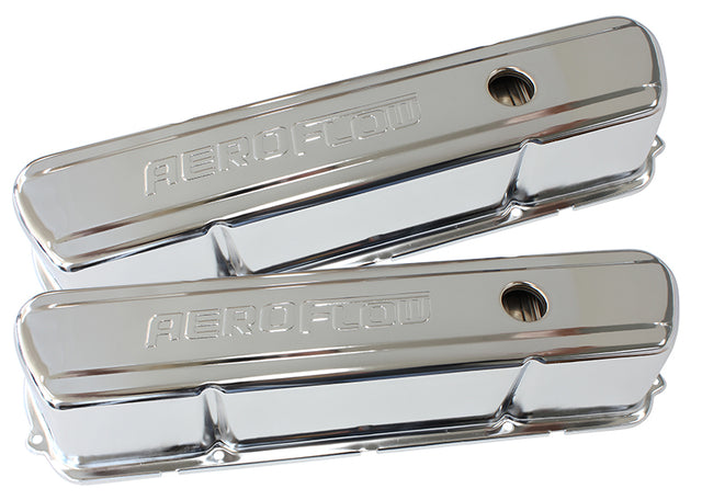 Steel Valve Covers, 253 308 Tall Chrome With Logo AF1821-5004 - Aeroflow