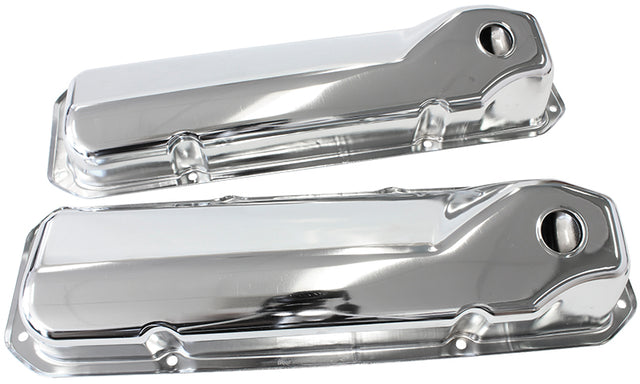 302 351C Ford Steel Valve Covers Chrome No Logo AF1821-5051 - Aeroflow
