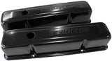 Steel Valve Covers, SBC Tall Black With Logo AF1822-5000 - Aeroflow
