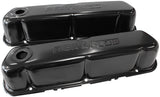 Steel Valve Covers, SBF Black With Logo AF1822-5002 - Aeroflow
