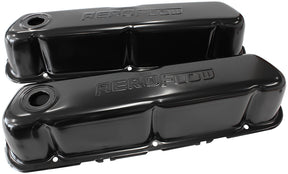 Steel Valve Covers, SBF Black With Logo AF1822-5002 - Aeroflow