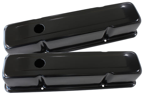 Steel Valve Covers, SBC Tall Black Without Logo AF1822-5050 - Aeroflow