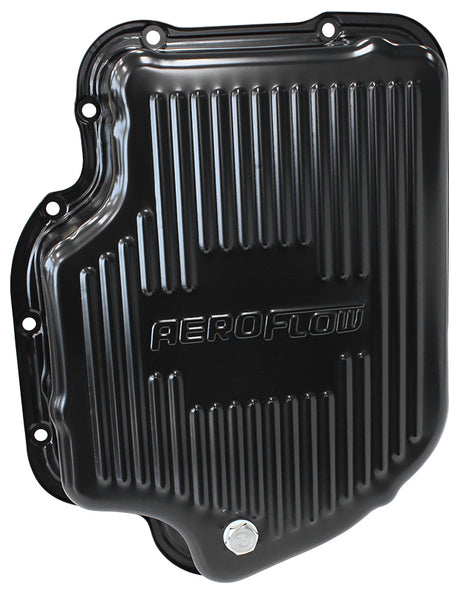 TH400 Deep Transmission Pan Black W/ Drain Plug 3" Deep AF1826-3001 - Aeroflow